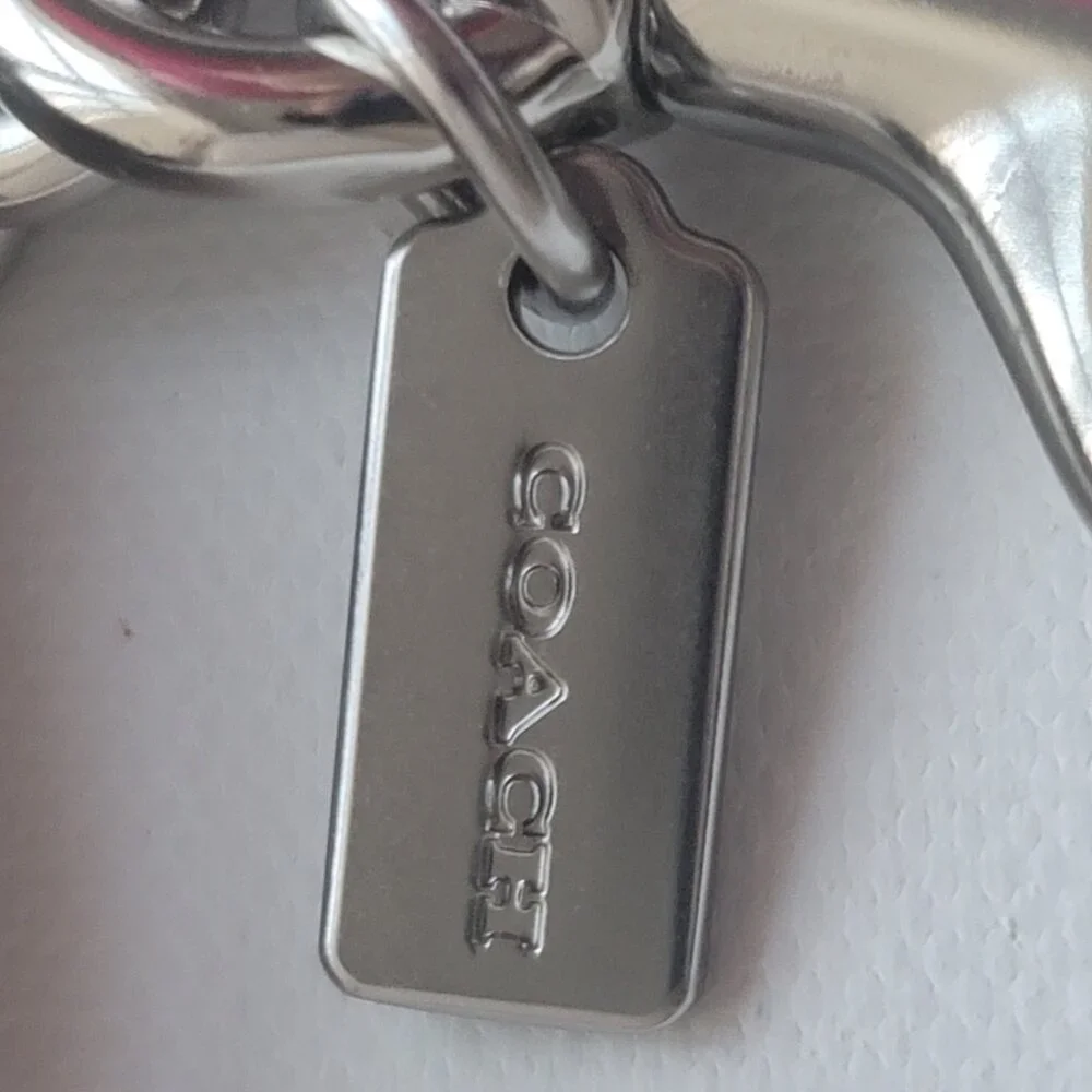 Coach Heart Bolt Print Black Coated Canvas CW475 Mirror Bag Charm Key Chain